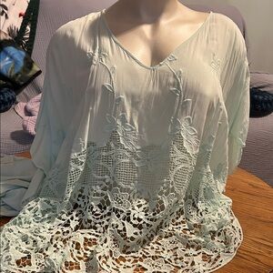 CATO soft aqua camisole & overblouse. Wear together or separate. Beach coverup!